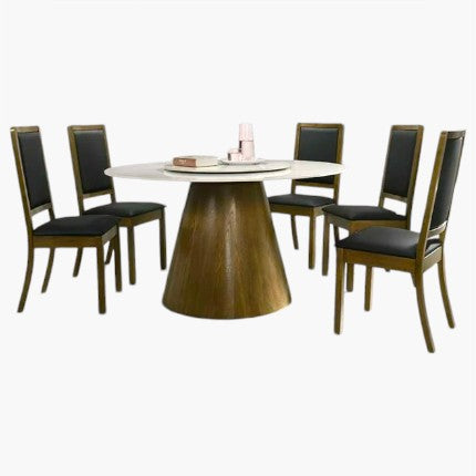 Maboi Round Sintered Stone Dining Set (1+6)