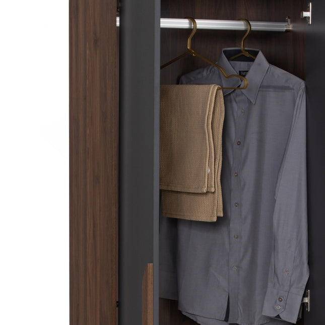 Enrich 2 Door Soft Closing Swing Door Wardrobe-Walnut
