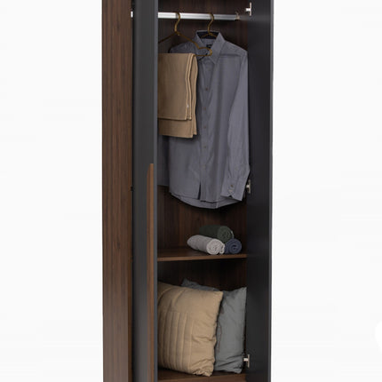 Enrich 2 Door Soft Closing Swing Door Wardrobe-Walnut