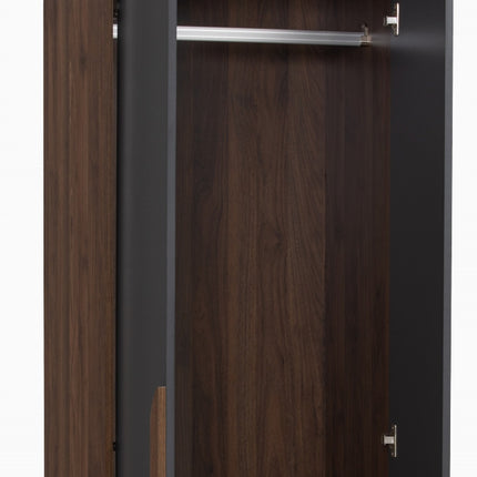 Enrich 2 Door Soft Closing Swing Door Wardrobe-Walnut