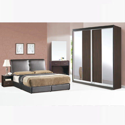 Sanford 5pcs Bedroom Set – Walnut 8012