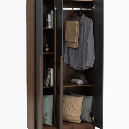Enrich 3 Door Soft Closing Swing Door Wardrobe-Walnut
