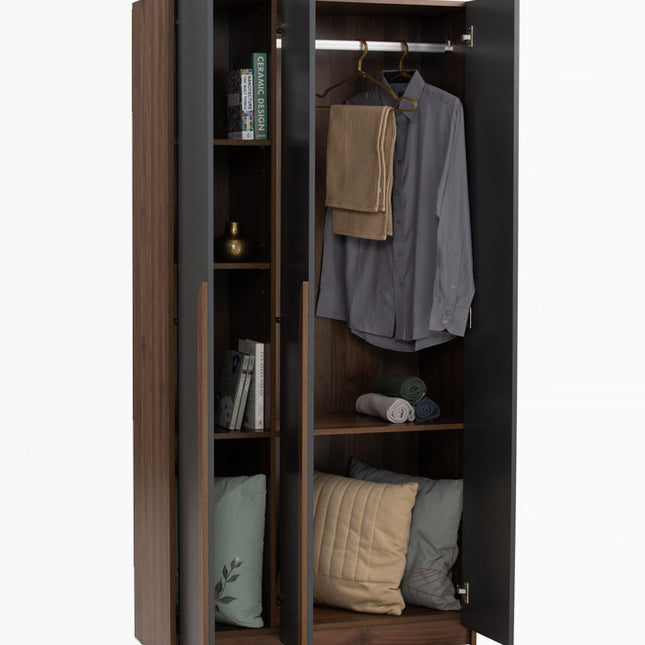 Enrich 3 Door Soft Closing Swing Door Wardrobe-Walnut
