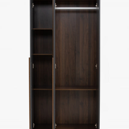 Enrich 3 Door Soft Closing Swing Door Wardrobe-Walnut