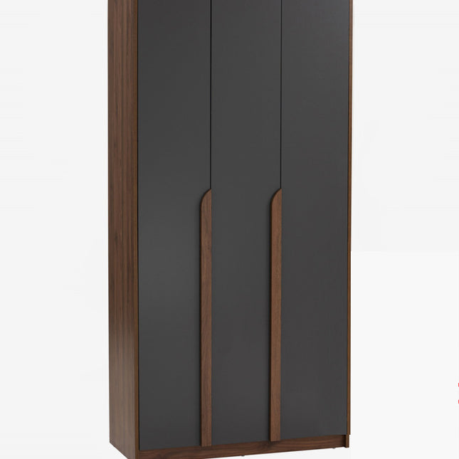 Enrich 3 Door Soft Closing Swing Door Wardrobe-Walnut