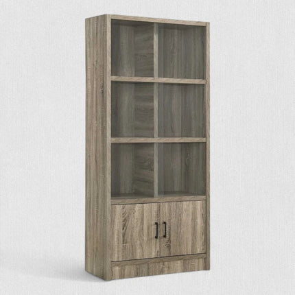 Dinon Book Shelf with Sliding Glass Door-Oak