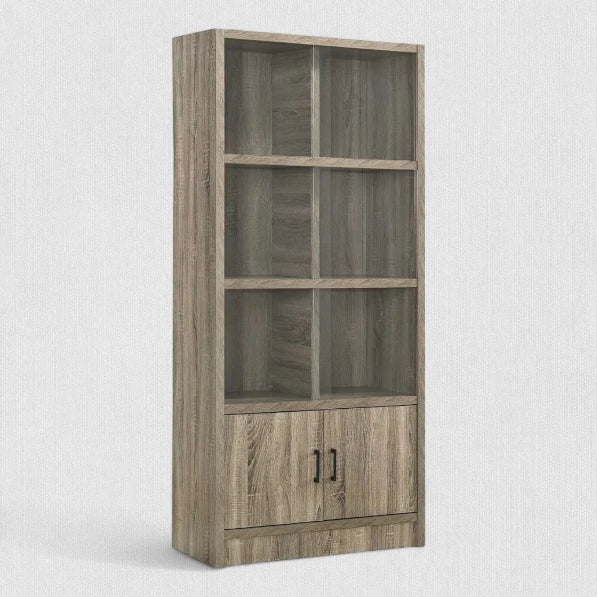Dinon Book Shelf with Sliding Glass Door-Oak