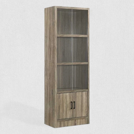 Dinon Book Shelf with Sliding Glass Door-Oak