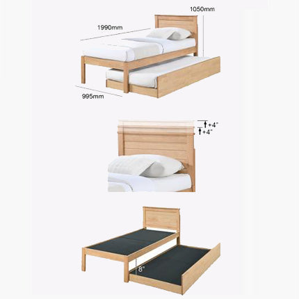 Nijon Wooden Bed With Pullout – Single