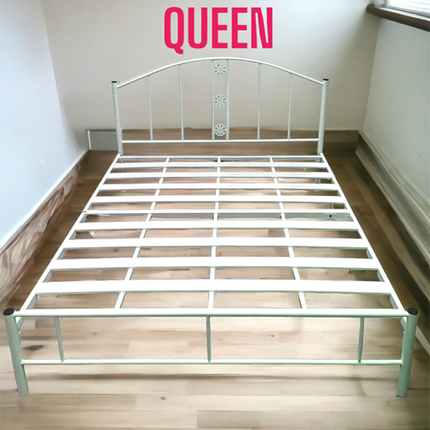 Parveen Queen Metal bedframe-White