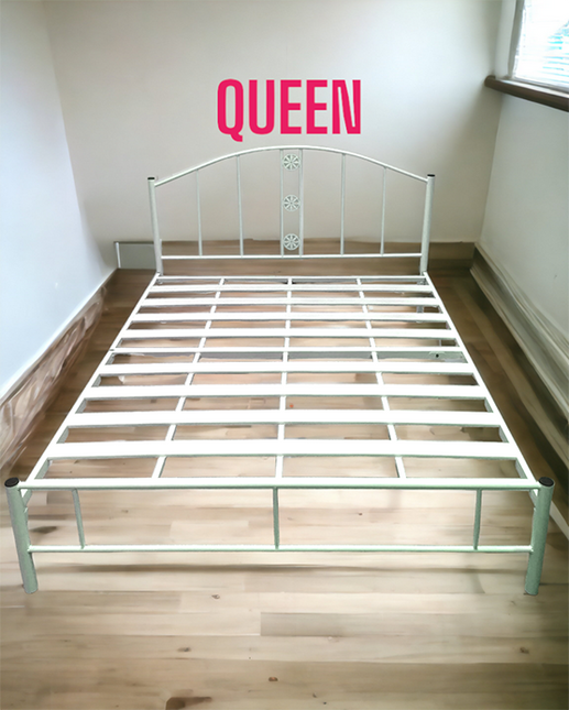 Parveen Queen Metal bedframe-White