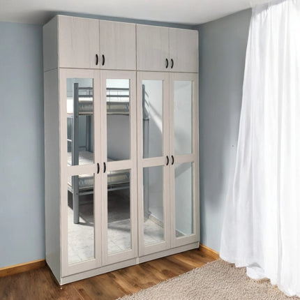 Mahariz 8D Mirror Wardrobe – Whitewash