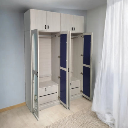 Mahariz 8D Mirror Wardrobe – Whitewash