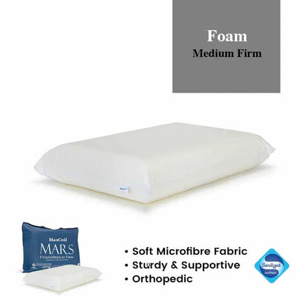 Maxcoil Mars Orthopedic Foam Pillow Singapore | Medium Firm | Certipur Certified | Back & Neck Support