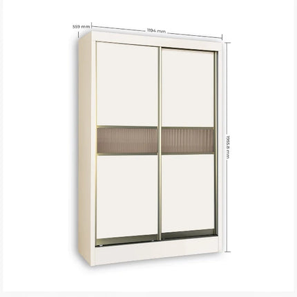 Densa Solid Plywood Sliding Wardrobe-Beige