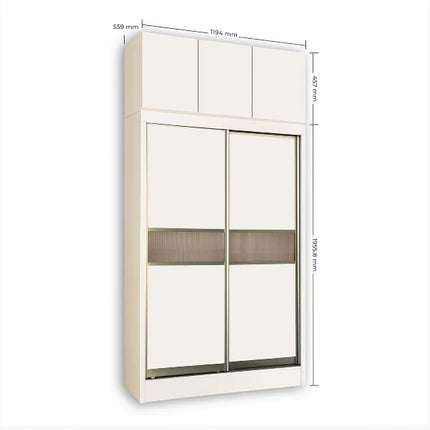 Densa Solid Plywood Sliding Wardrobe-Beige