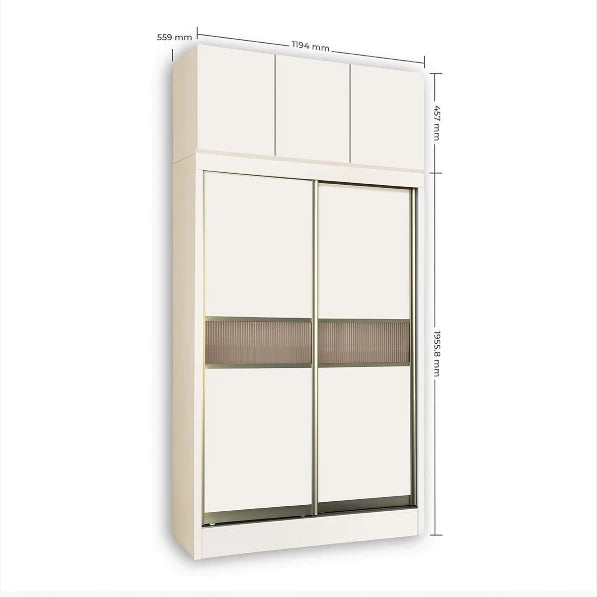 Densa Solid Plywood Sliding Wardrobe-Beige