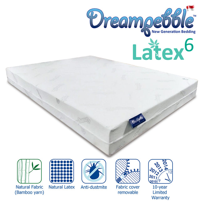 Dreampebble Latex 6 Natural Latex Mattress Singapore | 7-Zone Support | ECO Certified