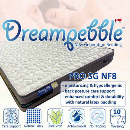 Dreampebble Pro SG NF8 Mattress Singapore | Aloe Vera Fabric + Natural Latex