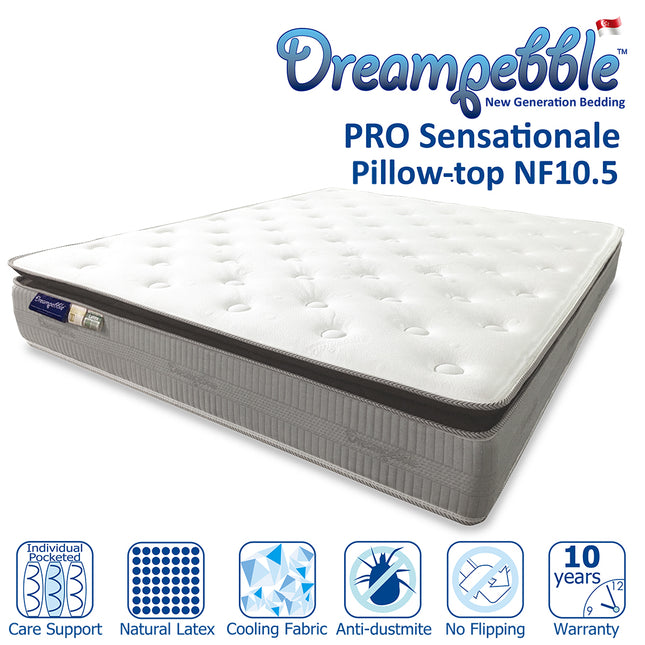 Dreampebble Pro Sensationale NF10.5 Pillow-Top Mattress Singapore | Pocketed Spring + Natural Latex