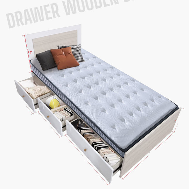 Akeni Wooden Bed with Drawer