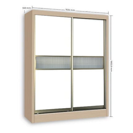 Densa Solid Plywood Sliding Wardrobe-Oak