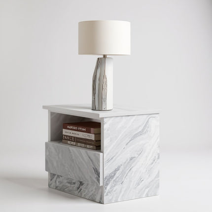 CARRARA Cube Nightstand with Open Storage