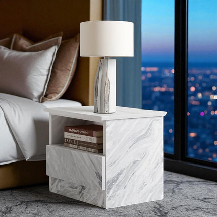 CARRARA Cube Nightstand with Open Storage