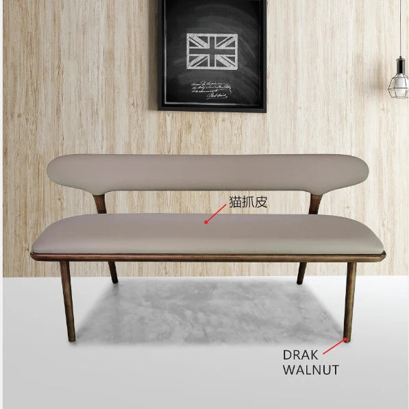 Modern Long Bench – Ash Wood & Faux Leather