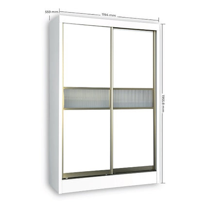 Densa Solid Plywood Sliding Wardrobe-White
