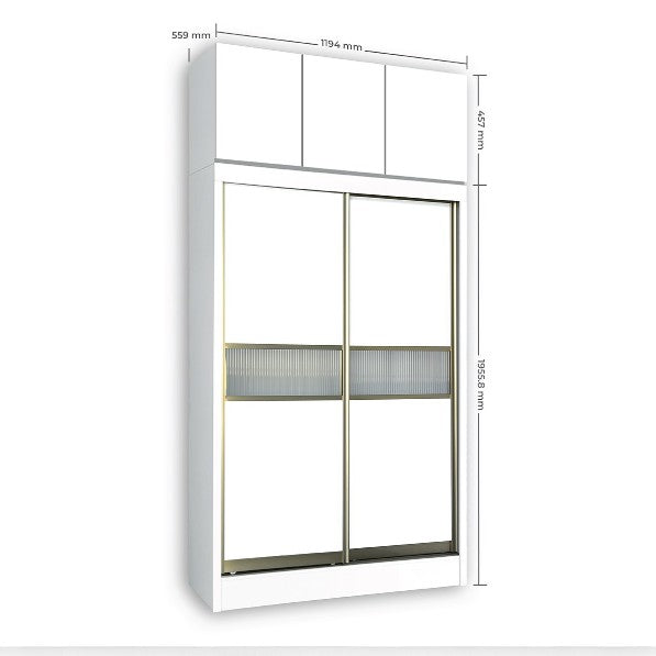 Densa Solid Plywood Sliding Wardrobe-White