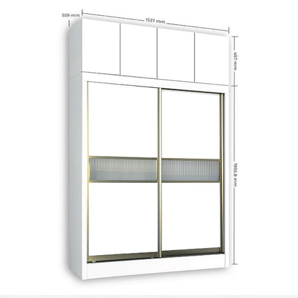 Densa Solid Plywood Sliding Wardrobe-White