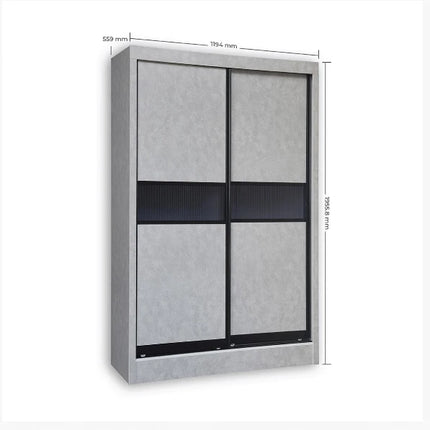 Densa Solid Plywood Sliding Wardrobe – Grey