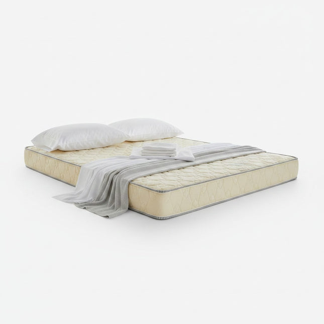 F31 Furniture Lazio Upholstered Bed Frame featuring a tufted headboard and dark faux leather finish.