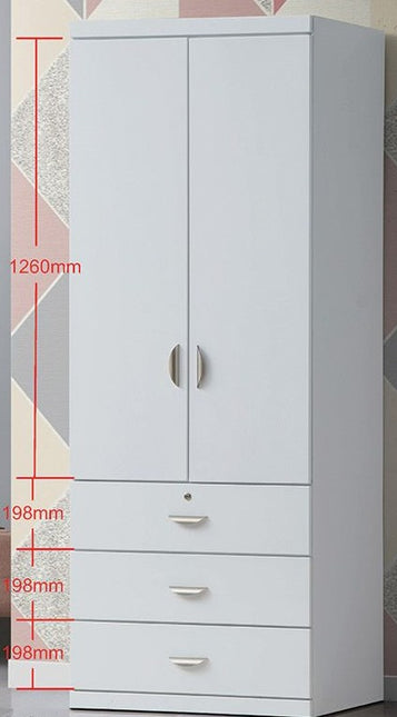 Alexa 2 Door Wardrobe with Drawers (White)