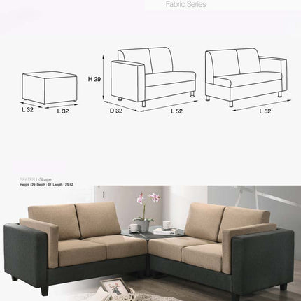 Izaac 4 Seater + Stool