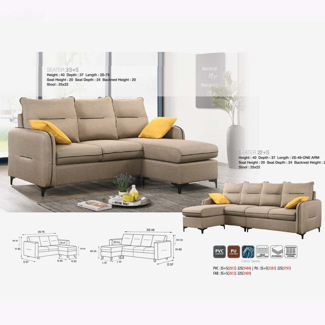 Rihana Fabric L-Shape Sofa