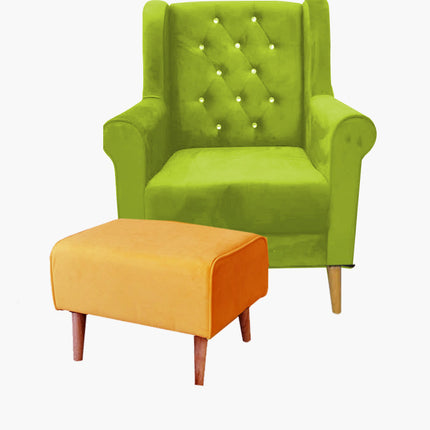 Wing Chair and Stool
